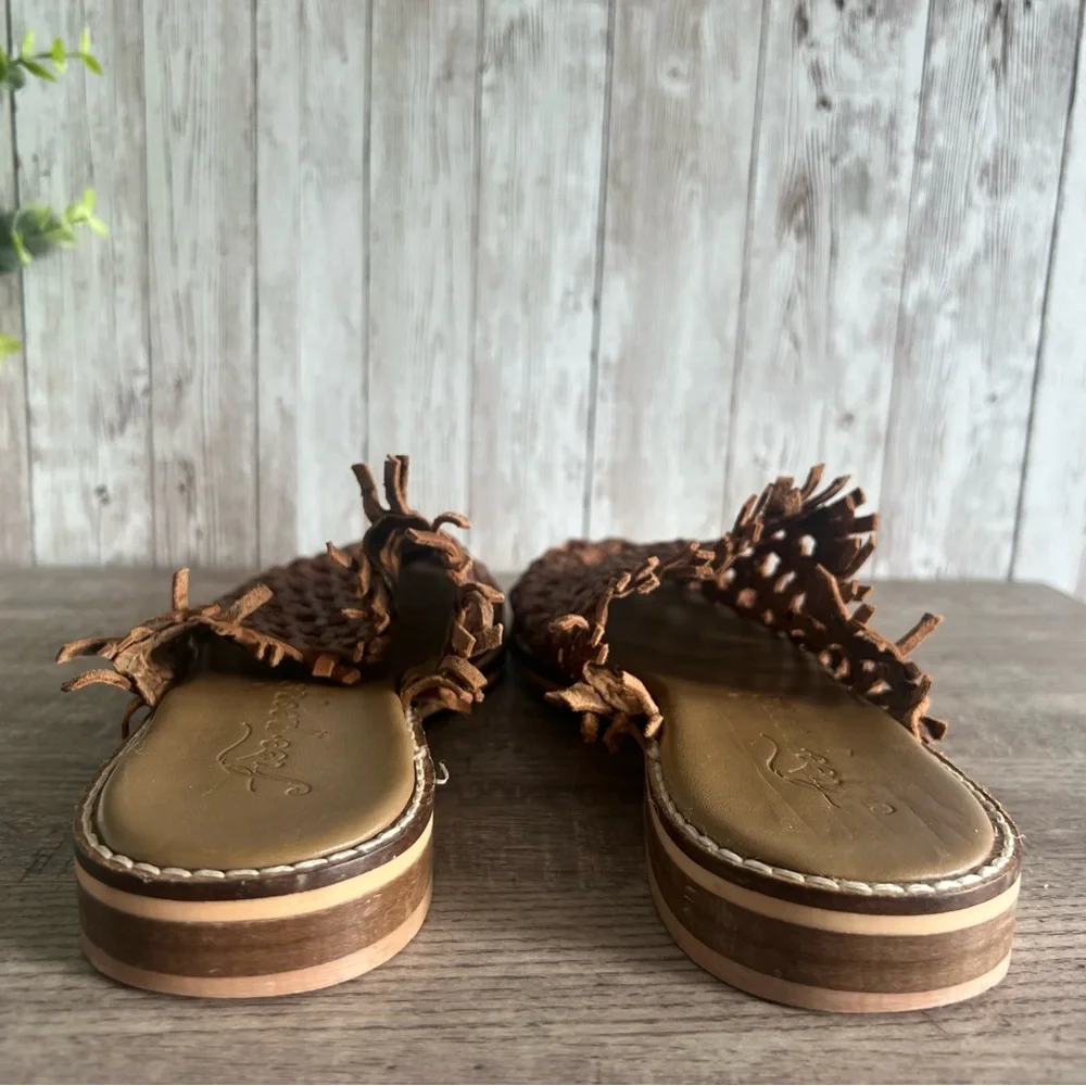Free People Brown Leather Braided Woven Mules 7 - Picture 3 of 6